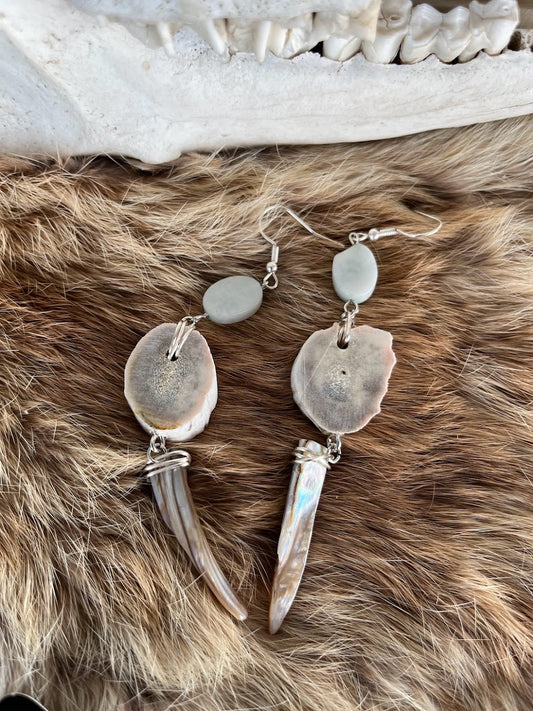 Mother Of Pearl & Antler Earring Set