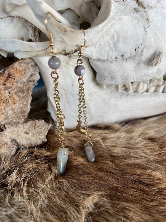 Mystical Moon & Rainbow Moonstone Earrings