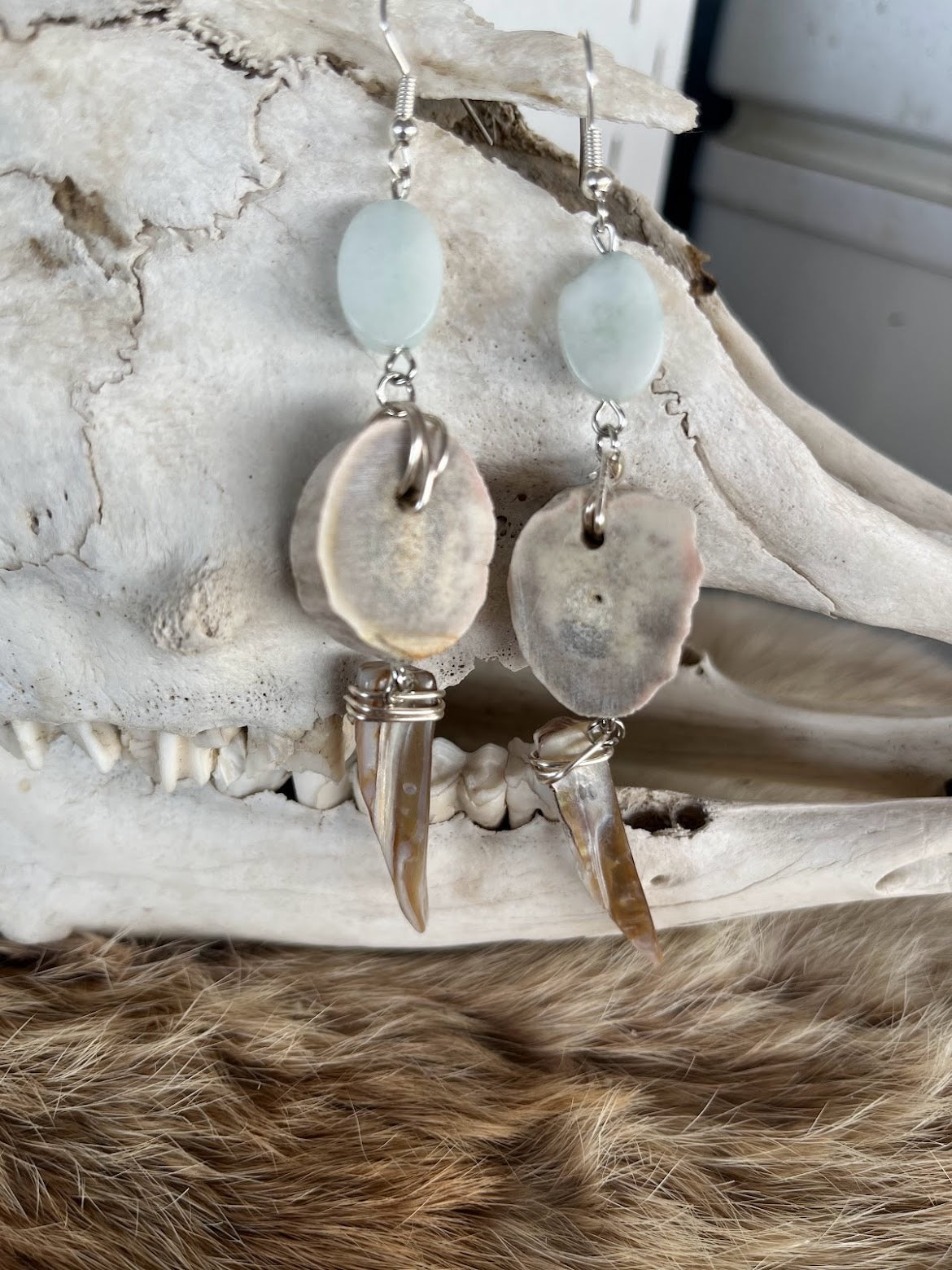 Mother Of Pearl & Antler Earring Set