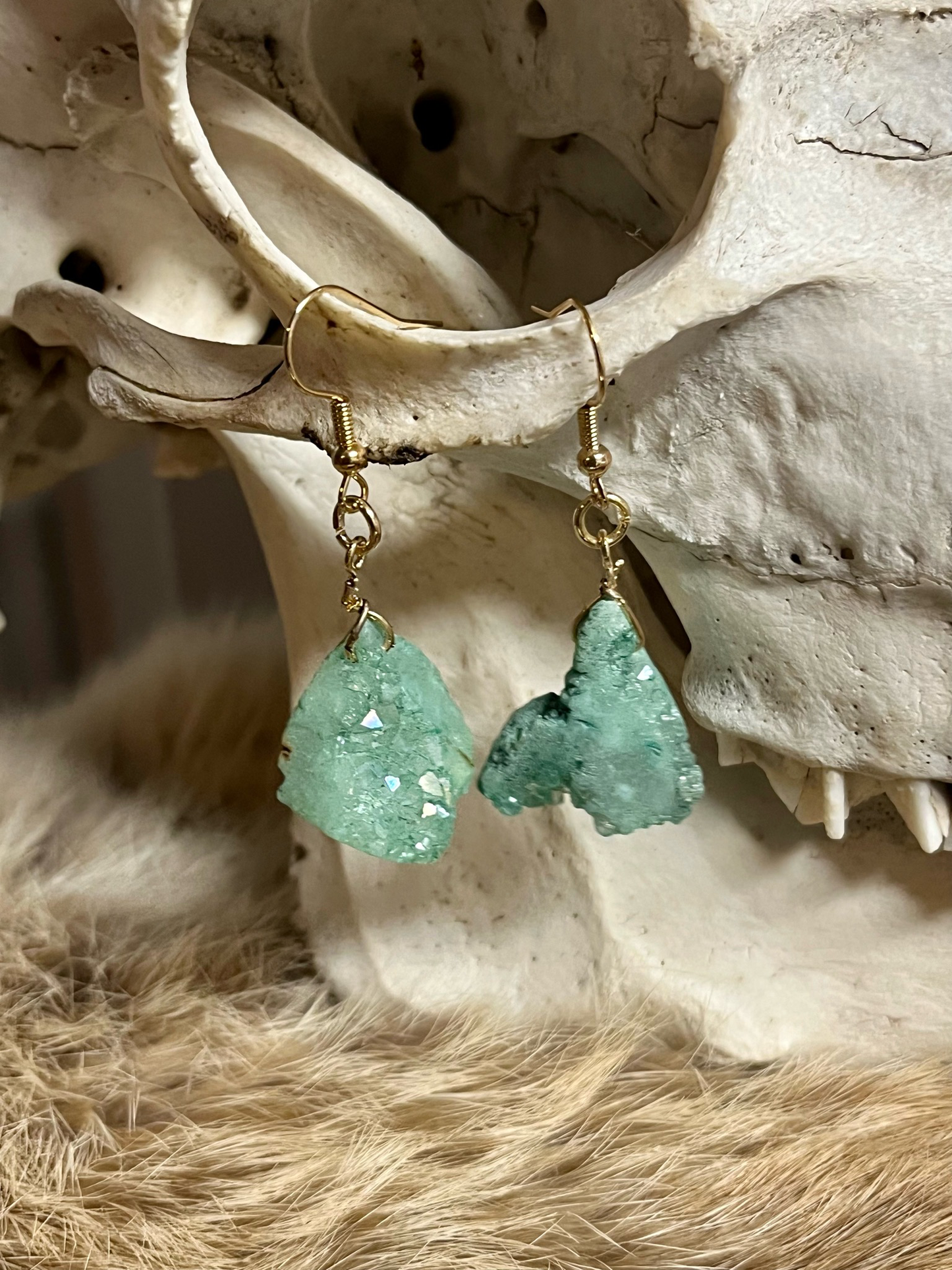 Green Dyed Quartz Earrings