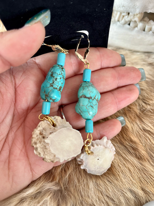 Western Turquoise & Antler Earrings